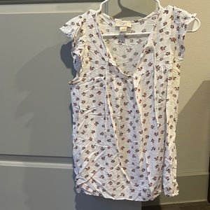 Loft floral blouse ruffle sleeve